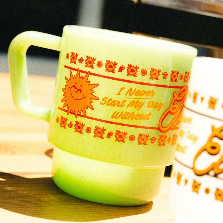 Elegy I Never Start My Day... Milk Glass Mug (Green)
