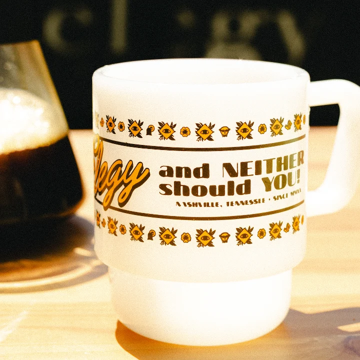 Elegy I Never Start My Day... Milk Glass Mug (White)